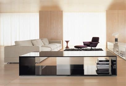 minimal coffee table and book storage