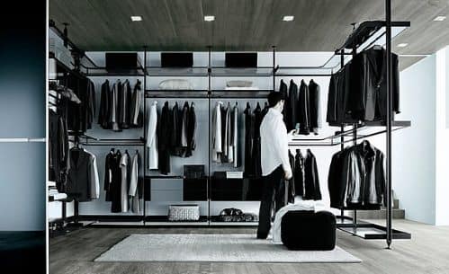 Rimadesio contemporary closet organizers and walk in closet shelving