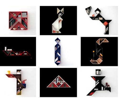 Libreria Tangram Modern Wall Mounted Shelving by Lago