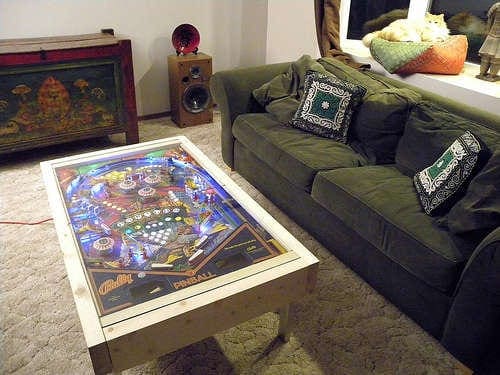 Coffee Table Made Out of Pinball Machine, What's Not to Like?